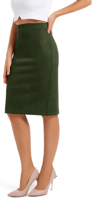 Women's Faux Suede Midi Pencil Skirt