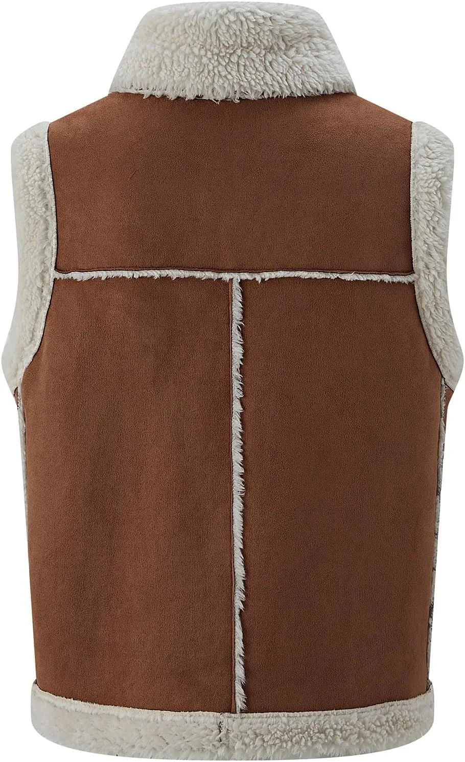 Women’s Fur Suede Vest Winter Leather Fur Lined Warm Sherpa Vest