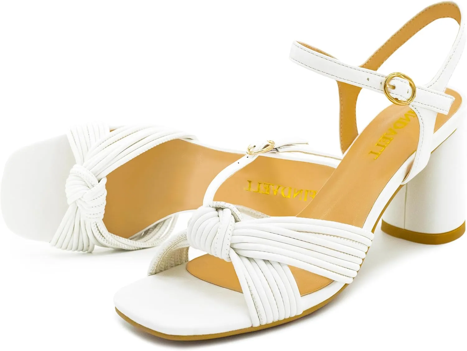 Women's Heeled Sandals Chunky Heel Strappy Metallic Braided Knotted Square Open Toe Ankle Strap Block Heel Sandals