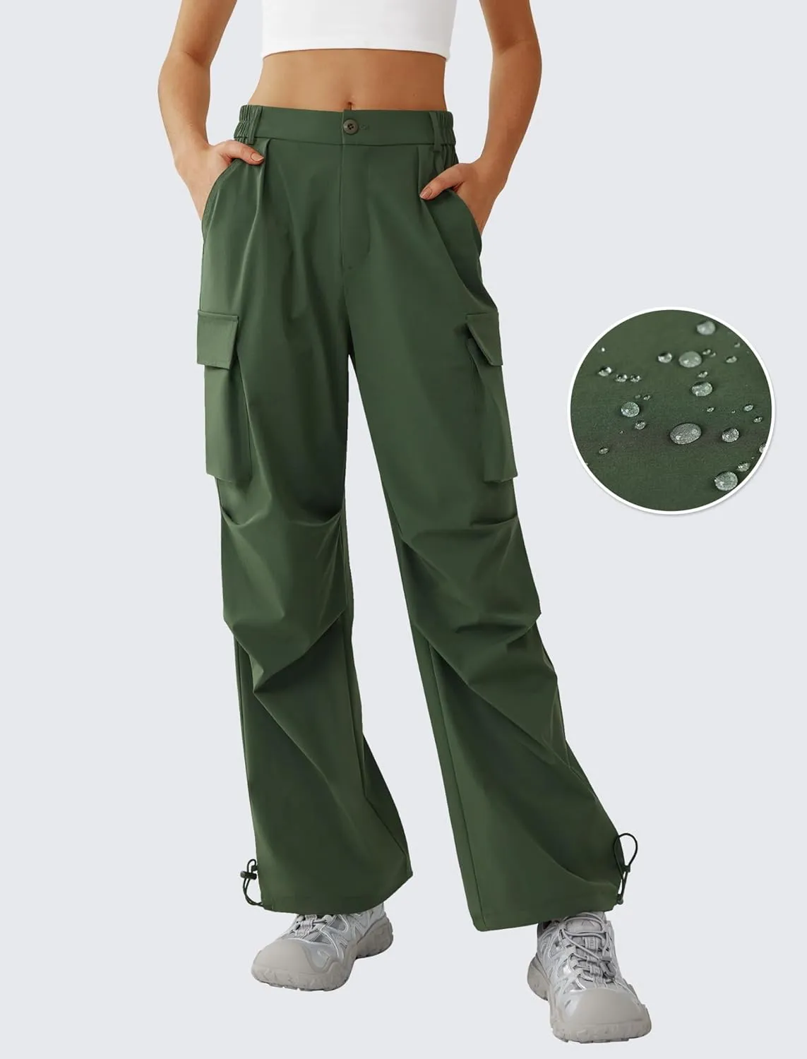Women’s Hiking Pants Wide Leg Cargo Pants Quick Dry Lightweight Water-Resistant Travel Casual Trousers with 4 Pockets