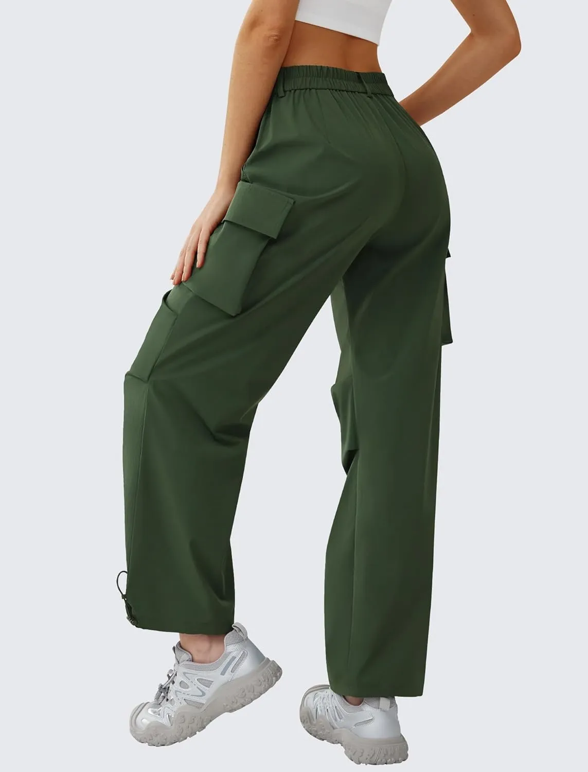 Women’s Hiking Pants Wide Leg Cargo Pants Quick Dry Lightweight Water-Resistant Travel Casual Trousers with 4 Pockets