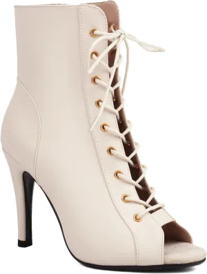Women's Latin Dance Boots Peep Toe lace-up Ballroom Latin Salsa Ankle Dance Boots