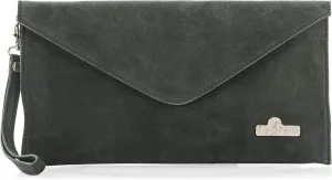 Women's Leather Wristlets Clutch Bag in Envelope Shape - 100% Italian Leather with Long Shoulder Strap