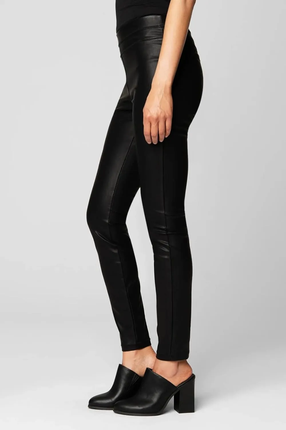 Womens Luxury Vegan Leather Pants, Comfortable Biker Style Leggings, Super Soft High Waist, Tummy Control