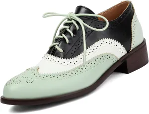 Women's Patent Leather Perforated Lace-up Oxfords Multicolor Colorful Brogues Wingtip Derby Shoe Ladies Plus Size Vintage Dress Oxfords-15 Yards