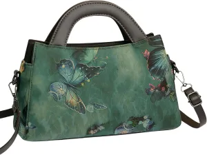 Women's Retro Ethnic Faux Leather Crossbody Bag Chic Printing Hanfu and Cheongsam Style Handbag for Travel Casual Party work