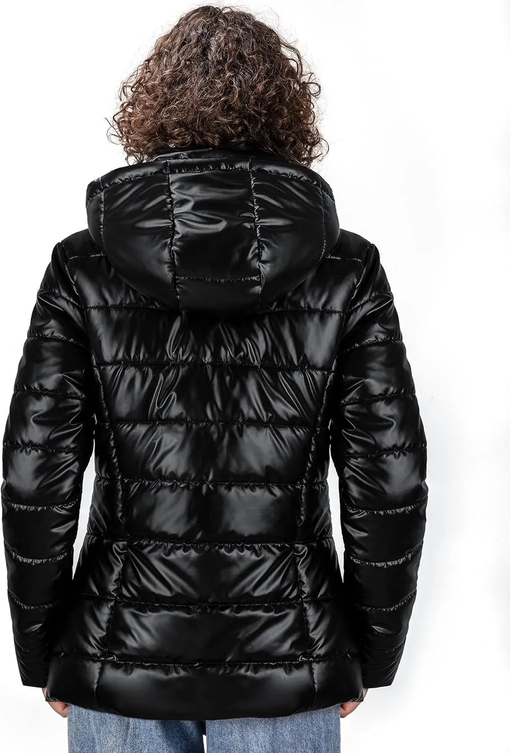 Women's Winter Down Puffer Jacket, Warm Hooded Puffer Coat for Women with Faux-Fur Pile Collar