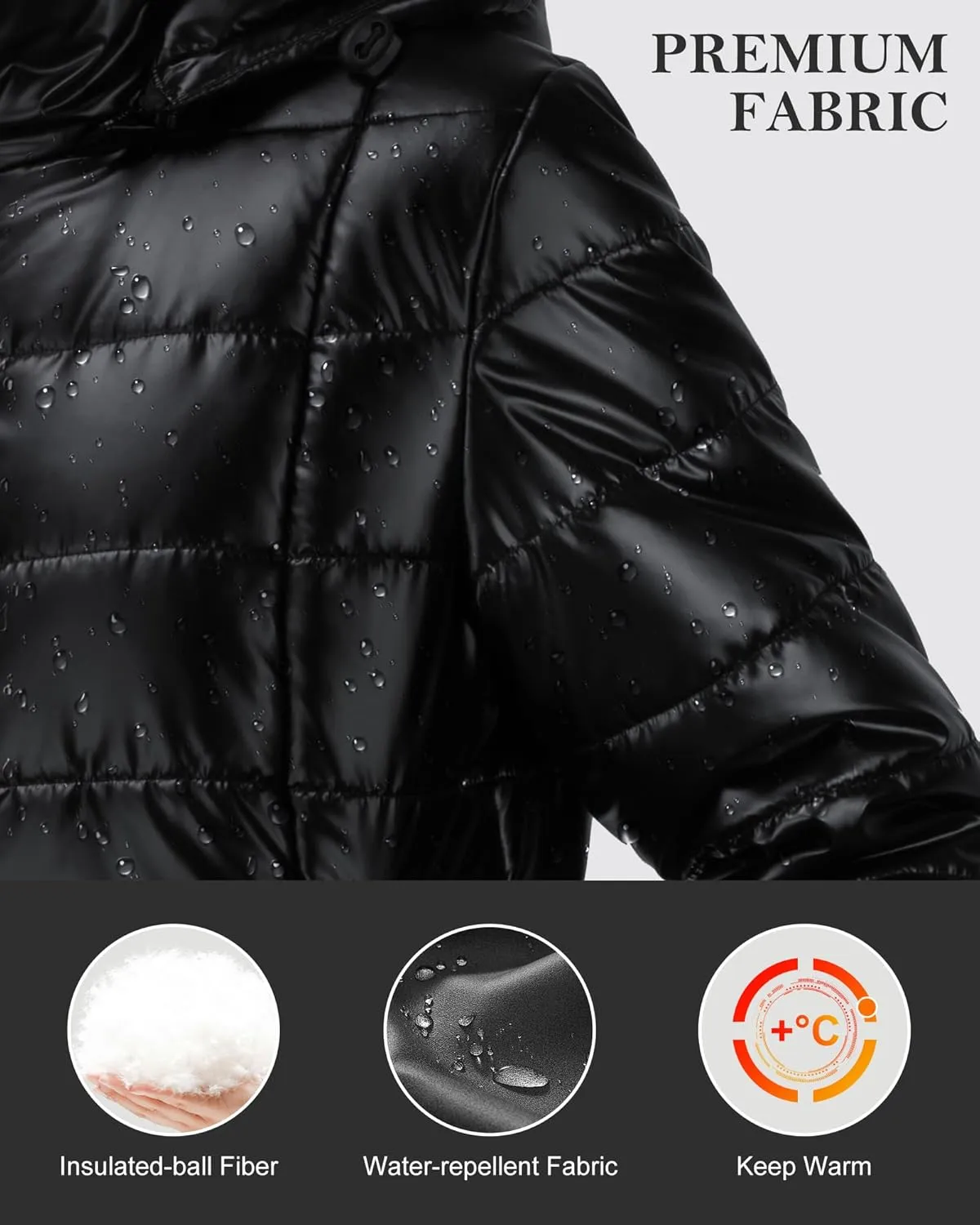 Women's Winter Down Puffer Jacket, Warm Hooded Puffer Coat for Women with Faux-Fur Pile Collar