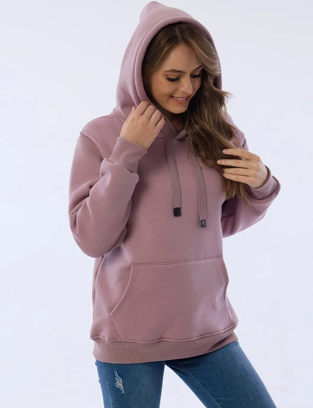 Womens Winter Hoodies Warm Fleece Sherpa Lined Pullover Hooded Sweatshirt