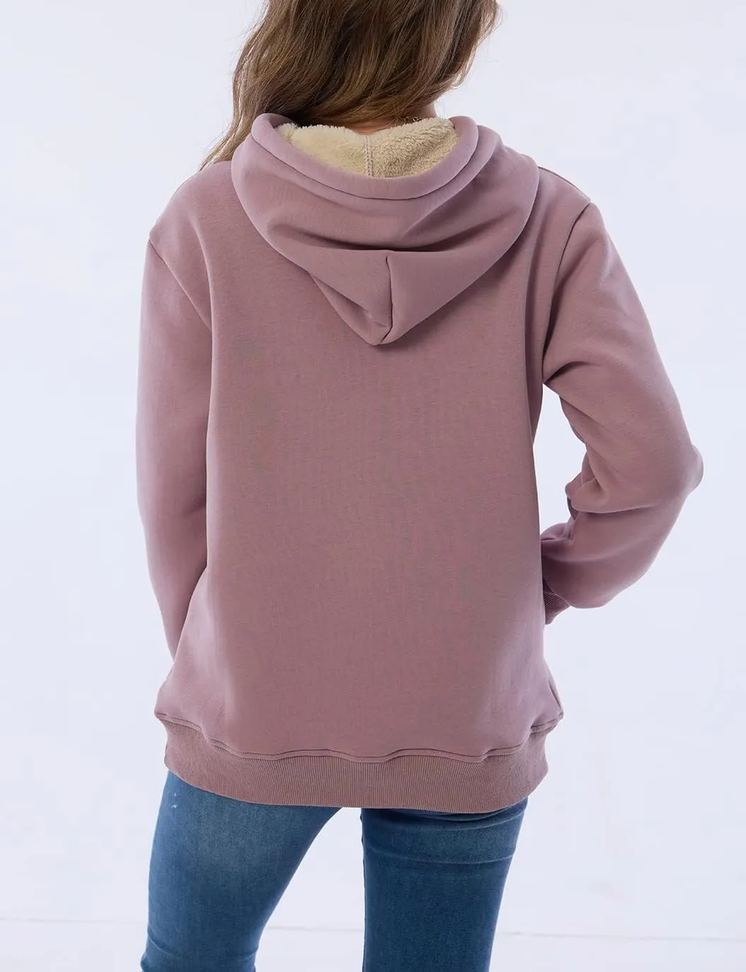 Womens Winter Hoodies Warm Fleece Sherpa Lined Pullover Hooded Sweatshirt