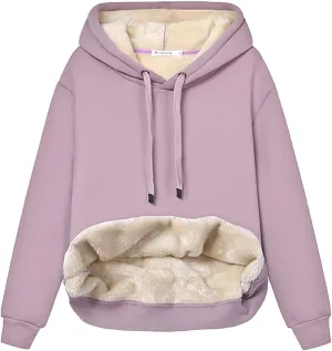 Womens Winter Hoodies Warm Fleece Sherpa Lined Pullover Hooded Sweatshirt