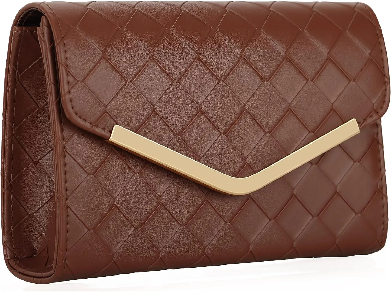 Womens Woven Evening Bag Faux Leather Crossbody Clutch Purse Envelope Handbag for Wedding Prom Party