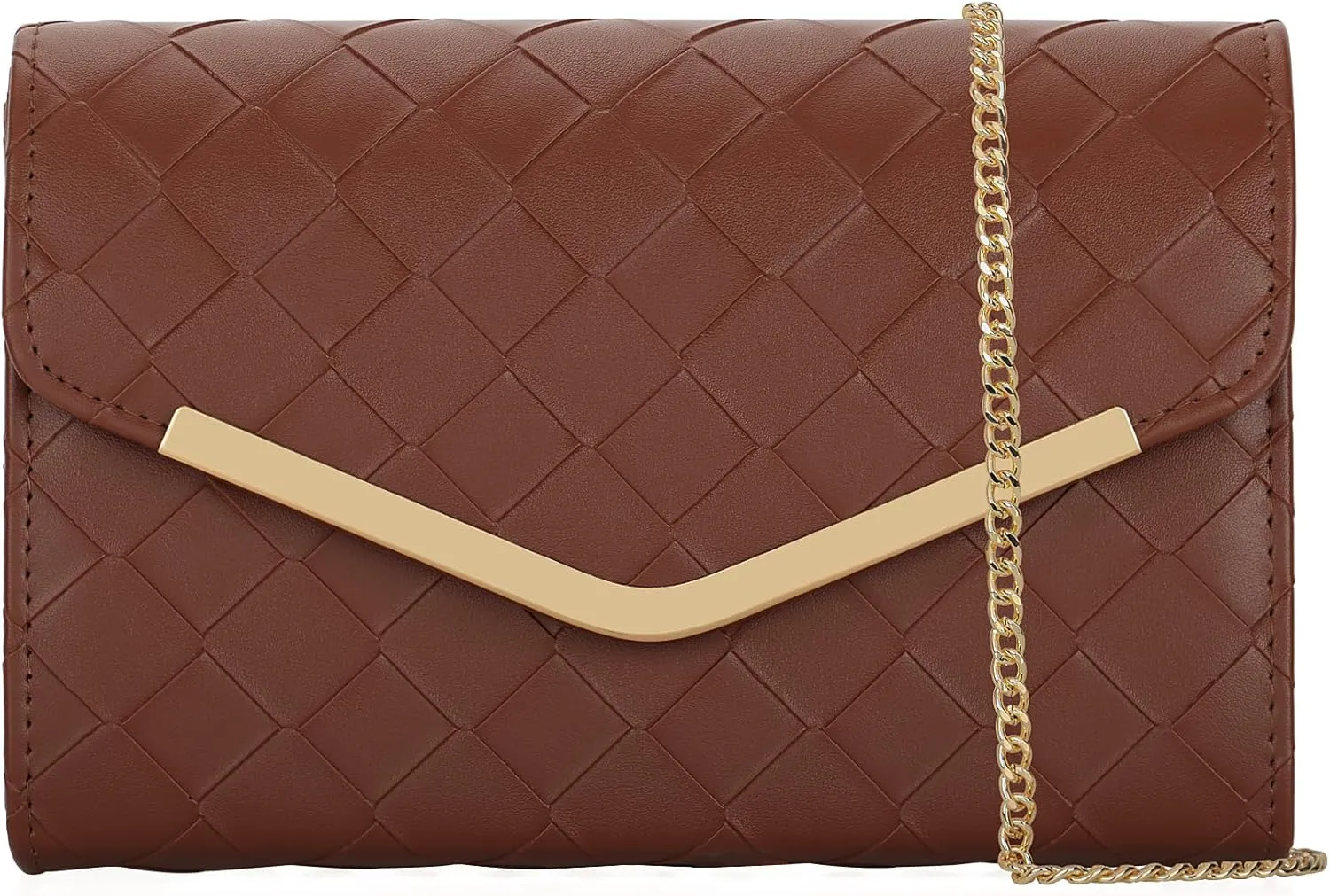 Womens Woven Evening Bag Faux Leather Crossbody Clutch Purse Envelope Handbag for Wedding Prom Party