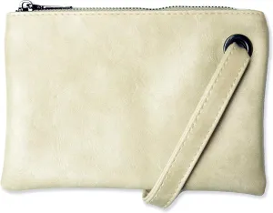 Women’s Wristlet Clutch Handbag, Distressed PU Leather Purse, Stylish with Black Zipper Accents