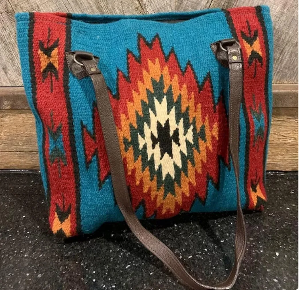 Wool Tote Purse Bag Native American Western Style Handwoven