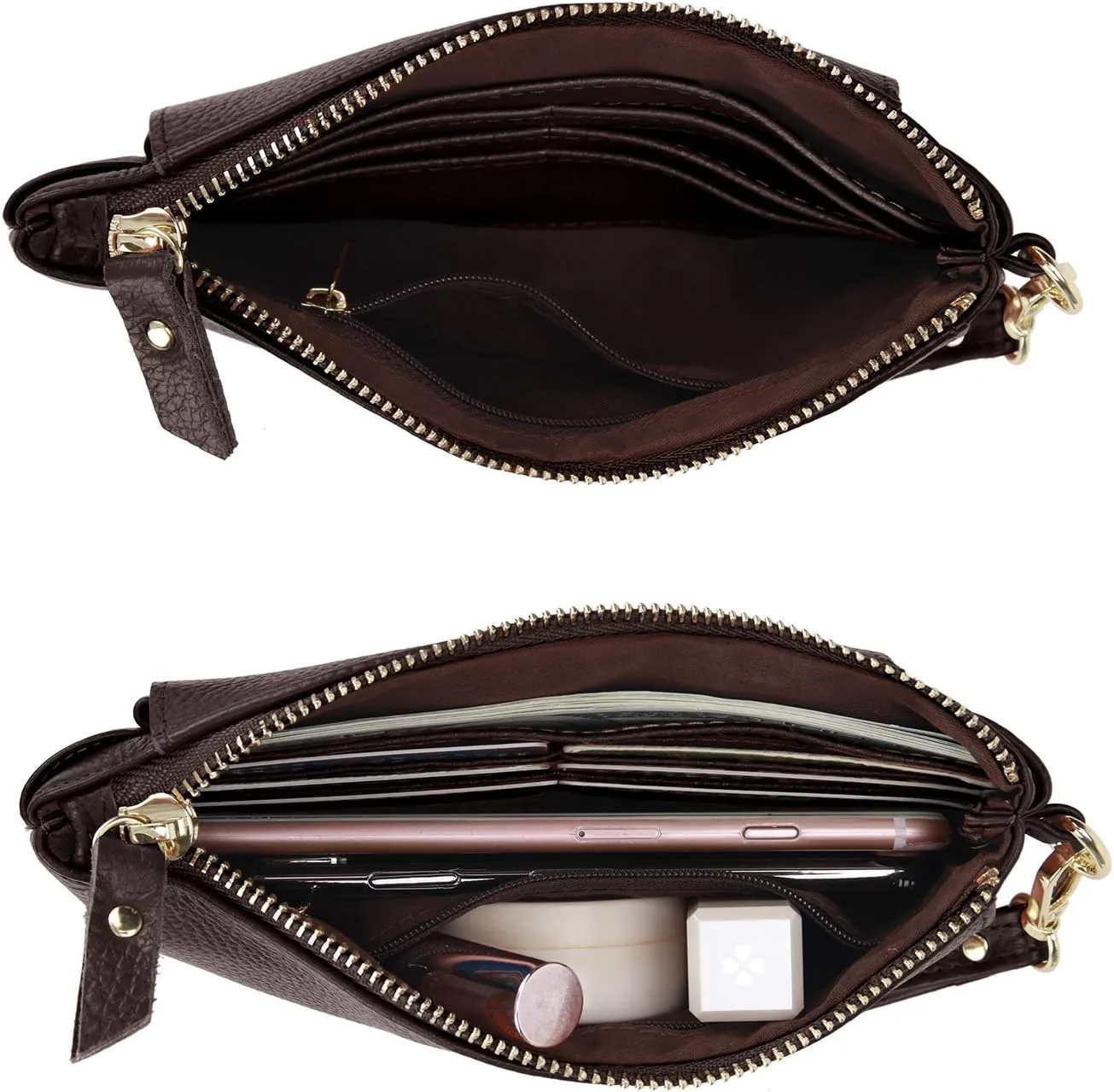 YALUXE Women's Genuine Leather Wristlet Handbags Envelope Style Cell Phone Purse Card Holder Clutch Wallet
