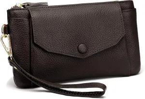 YALUXE Women's Genuine Leather Wristlet Handbags Envelope Style Cell Phone Purse Card Holder Clutch Wallet