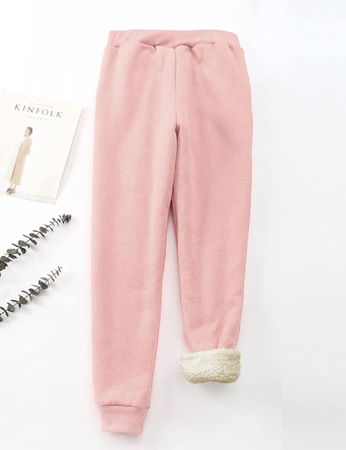 Yeokou Women's Warm Sherpa Lined Athletic Sweatpants Jogger Fleece Pants