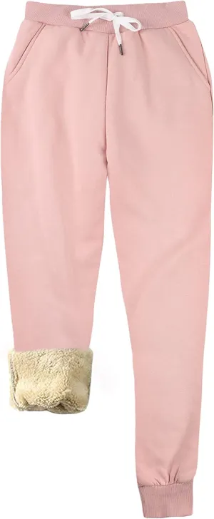 Yeokou Women's Warm Sherpa Lined Athletic Sweatpants Jogger Fleece Pants