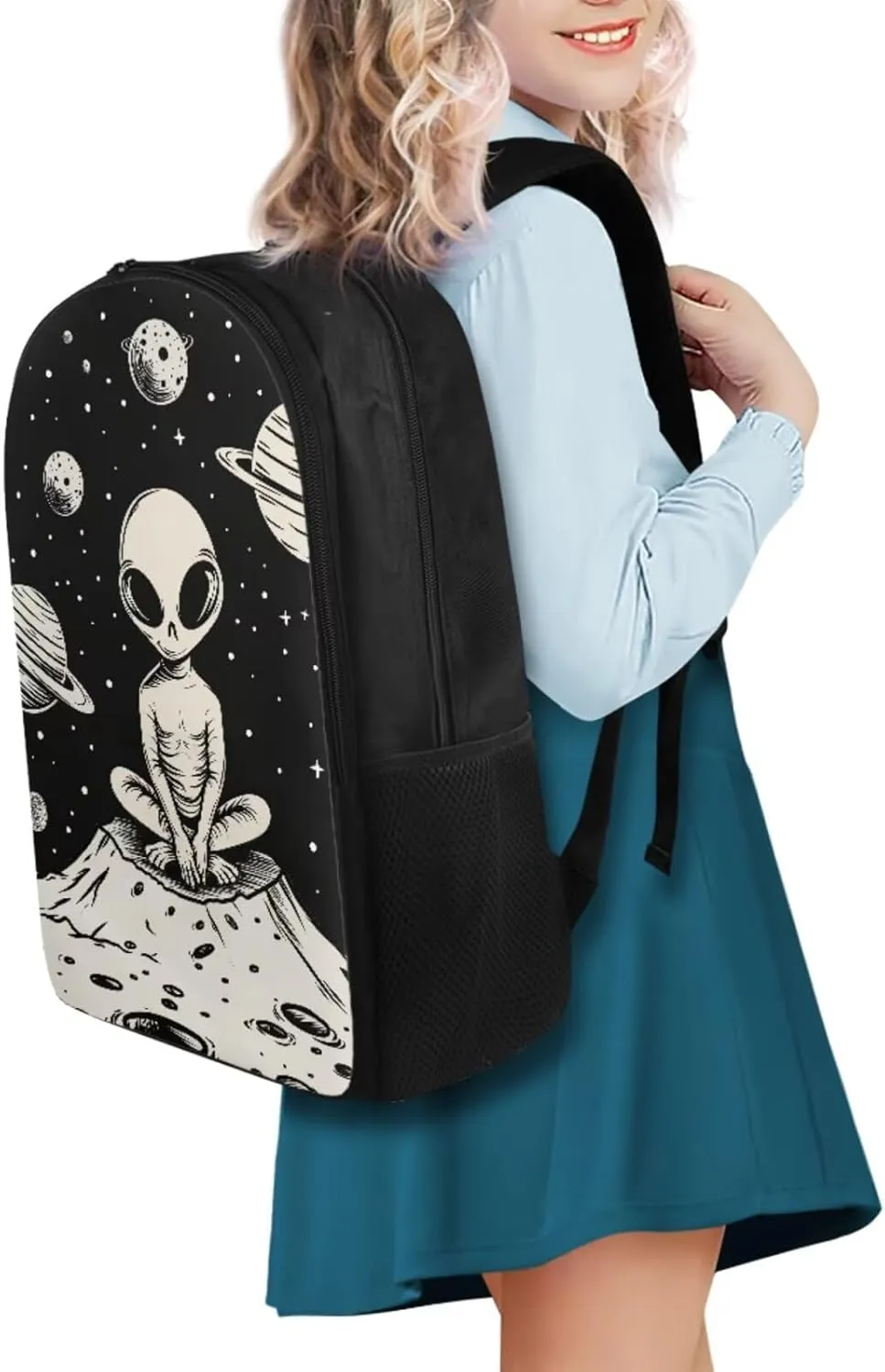 YEXIATODO Alien Backpack With Lunch Box Bookbags for 7th Grade Boys Girls Elementary School Backpack Set 4 in 1 Primary Middle School Bookbags Set for 5-12 Teens Kids Book Bags
