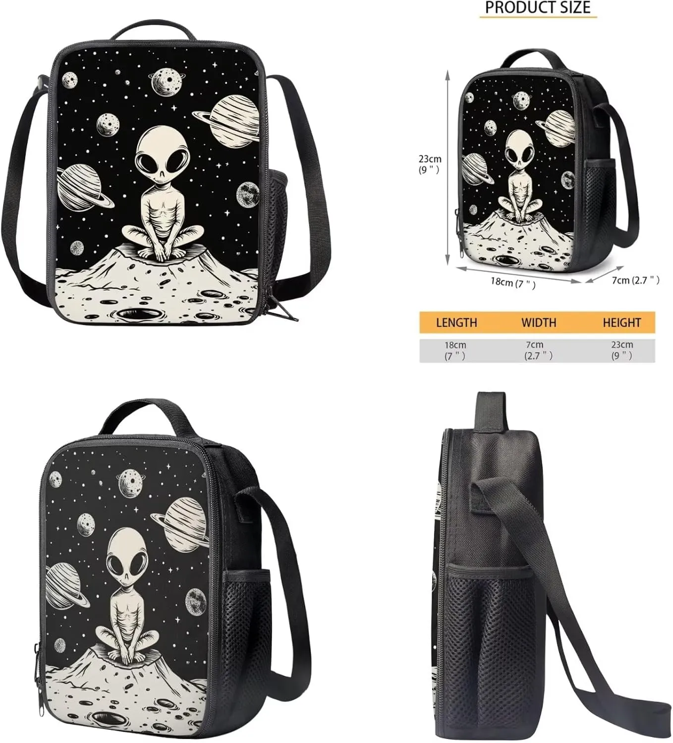 YEXIATODO Alien Backpack With Lunch Box Bookbags for 7th Grade Boys Girls Elementary School Backpack Set 4 in 1 Primary Middle School Bookbags Set for 5-12 Teens Kids Book Bags