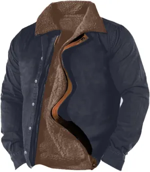 Ymosrh Men's Casual Jacket Sherpa Fleece Lined Jackets Long Sleeve Zip Up Winter Work Coats Hooded Jacket, M-4XL