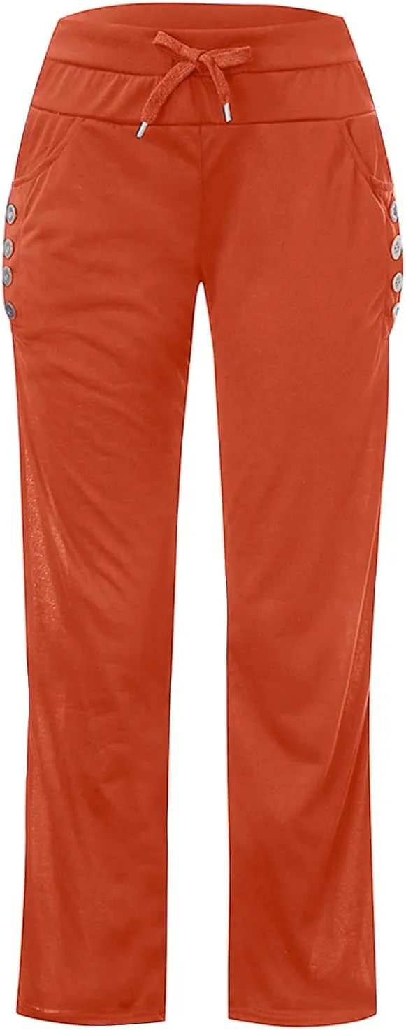 ZDRZK Womens Pants Low Waist Lace-Up Baggy Wide Straight Leg Sweatpants with Plus Size Sporty Gym Running Joggers Pockets