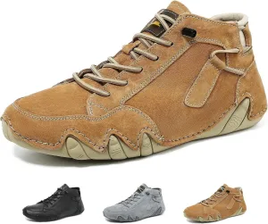 Zeberfi Men's Waterproof Suede Hiking Boots with Ankle Support All-Season Elastic Lace-Up Round Toe High Top Casual Shoes for Walking Camping Driving Lightweight Outdoor Chukka Boots