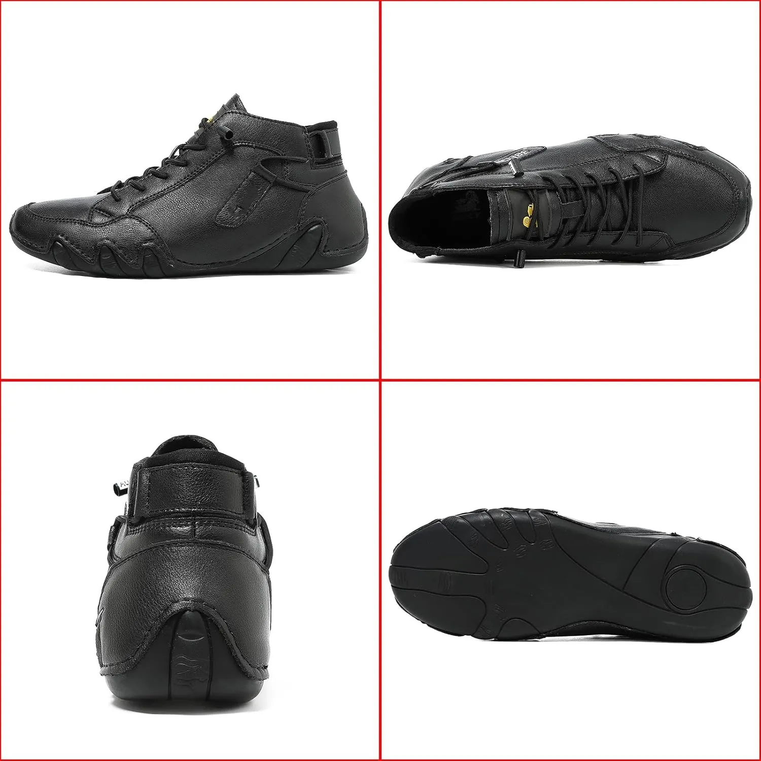 Zeberfi Men's Waterproof Suede Hiking Boots with Ankle Support All-Season Elastic Lace-Up Round Toe High Top Casual Shoes for Walking Camping Driving Lightweight Outdoor Chukka Boots