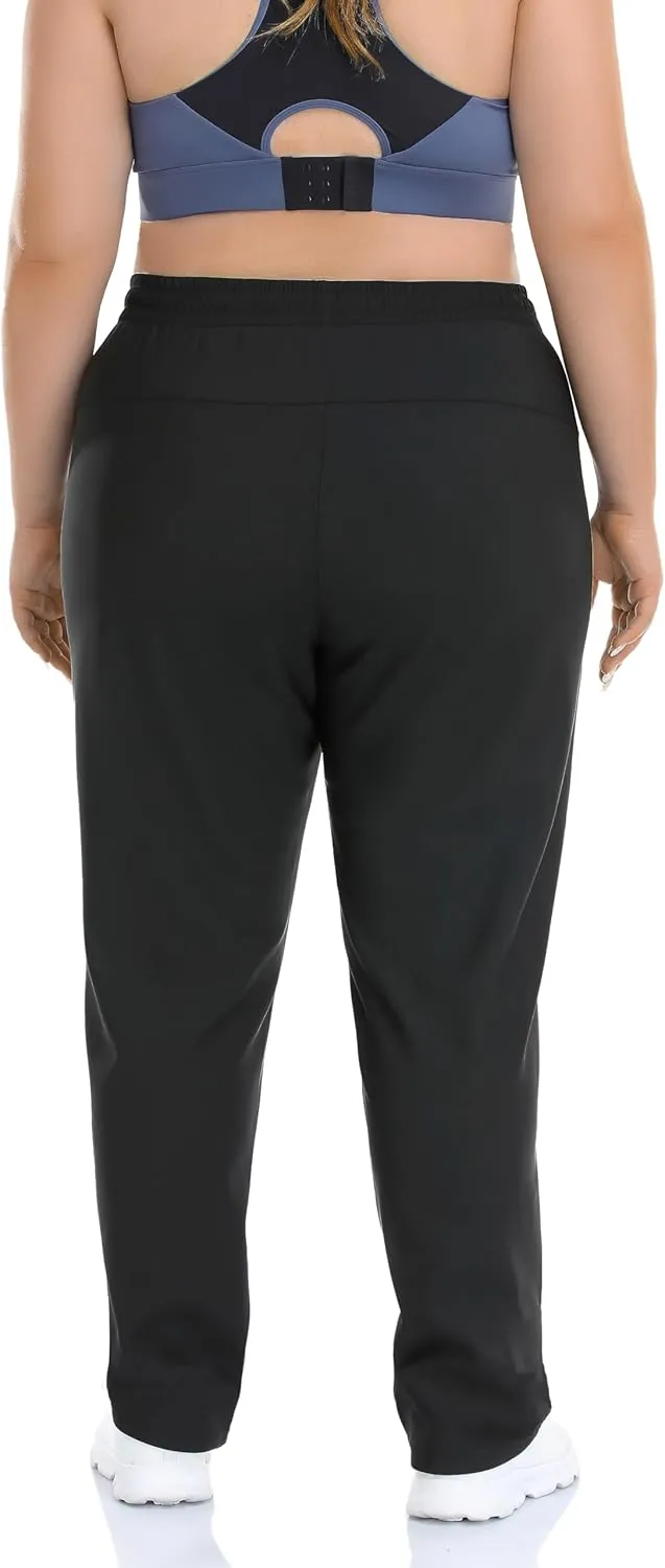 ZERDOCEAN Women's Plus Size Fleece Lined Pants Casual Winter Thermal Lounge Pants with Zippered Pockets Drawstring