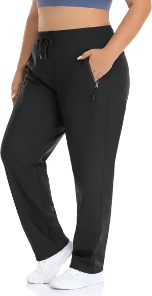 ZERDOCEAN Women's Plus Size Fleece Lined Pants Casual Winter Thermal Lounge Pants with Zippered Pockets Drawstring