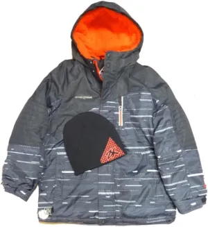 ZeroXposur Boys Black Red Puffer Jacket Winter Snowboard Coat Beanie Set 12-14