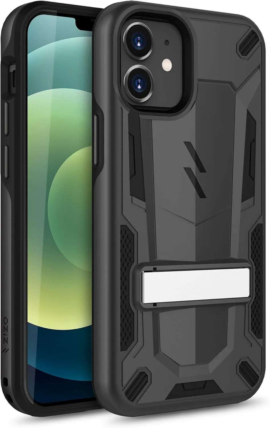 ZIZO Transform Series for iPhone 12 Mini Case - Rugged Dual-Layer Protection with Kickstand - Black