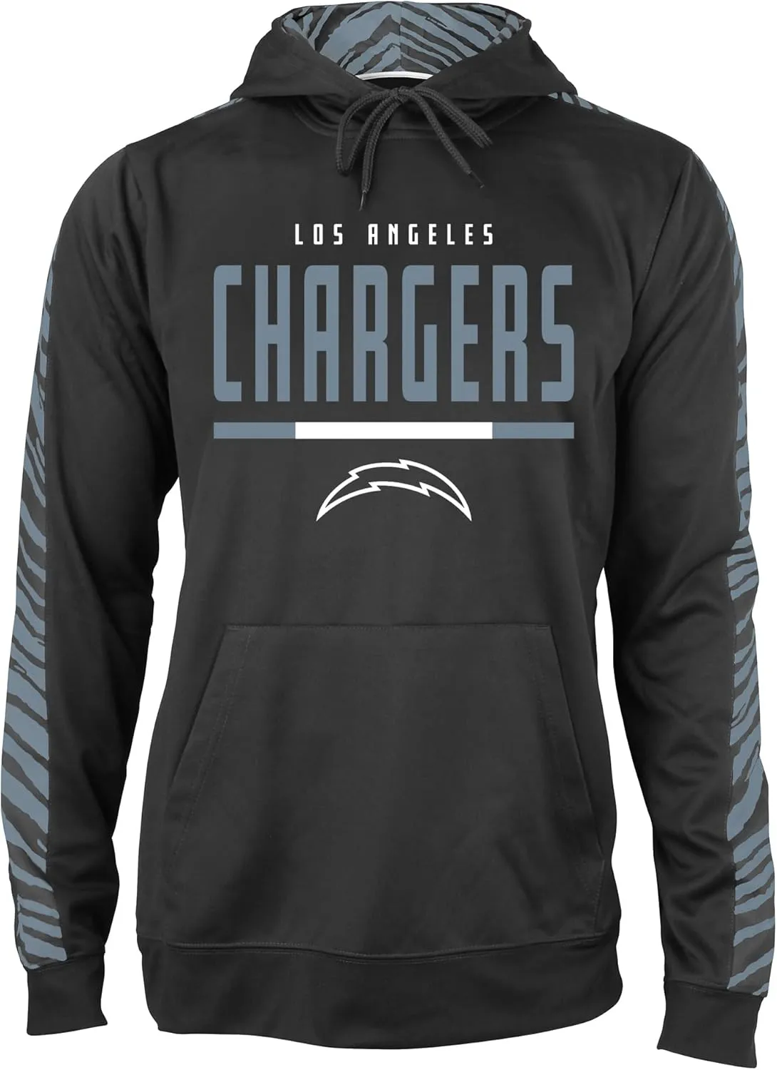 Zubaz NFL Men's Black and Grey Tonal Zebra Hoodie
