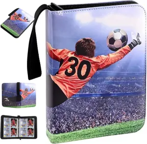 zxbaers Soccer Card Binder, 4 Pocket Trading Card Binder, Collectible Trading Card Albums Fits 400 Soccer Cards with 50 Removable Sleeves